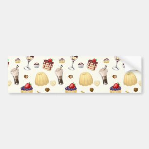 Autocollant De Voiture Motif sucré avec des desserts variés.