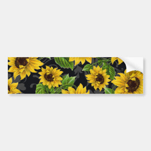 Autocollant De Voiture Motif vintage de tournesol