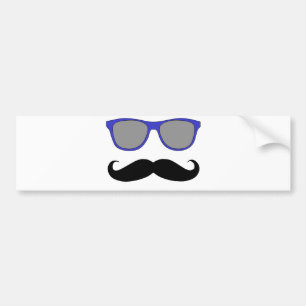 Autocollant De Voiture Moustache et humeur bleue de lunettes de soleil