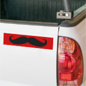 Autocollant De Voiture Moustache noire avec l'arrière - plan rouge (Sur camion)