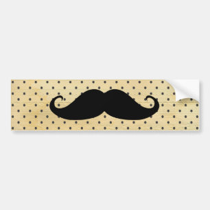 Autocollant De Voiture Moustache noire drôle sur le pois jaune vintage