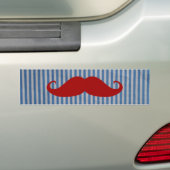 Autocollant De Voiture Moustache rouge drôle et rayures blanches bleues (En voiture)