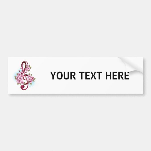 Autocollant De Voiture Musical treble clef notes with sakura flowers (Devant)
