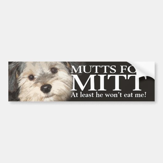 Autocollant De Voiture Mutts for Mitt - Au moins il ne me mangera pas (Devant)