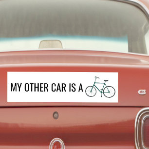 Autocollant De Voiture MY OTHER CAR IS A BIKE Cute Green Bicycle Cyclist 