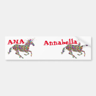 Autocollant De Voiture Nametags Ana et Annabella Multicolored Unicorn