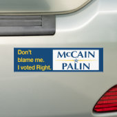 Autocollant De Voiture Ne me blâmez pas. J'ai voté juste (En voiture)