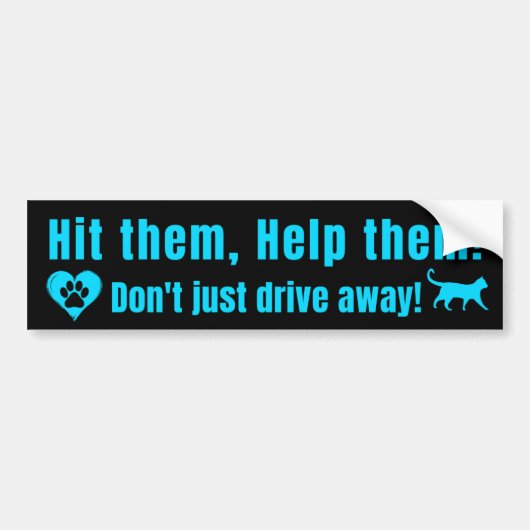 Autocollant De Voiture Neon Blue "Hit them, Help them!" Bumper Sticker (Devant)