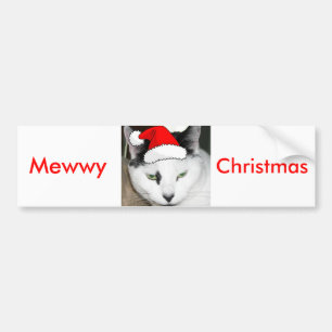 Autocollant De Voiture Noël noir et blanc Kitten