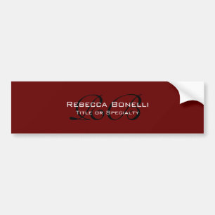 Autocollant De Voiture Noir rouge Monogramme blanc minimaliste Plaque