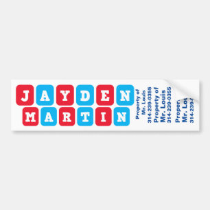 Autocollant De Voiture Noms : Nametag de Jayden et de Martin/autocollant