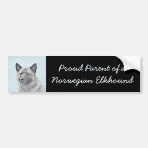 Autocollant De Voiture Norwegian Elkhound Painting - Original Dog Art