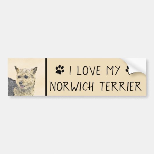Autocollant De Voiture Norwich Terrier Peinture - Cute Original Dog Art (Devant)