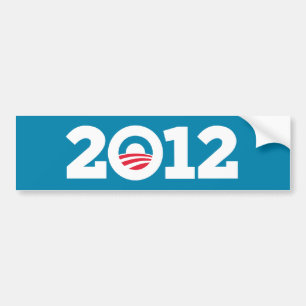 Autocollant De Voiture Obama/Biden 2012 (blanc sur le bleu)