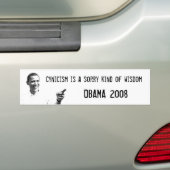 Autocollant De Voiture Obama, cynisme n'est pas sagesse ! (En voiture)