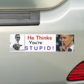 Autocollant De Voiture Obama :  Il pense que vous êtes stupides ! (En voiture)