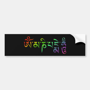 Autocollant De Voiture Om Mani Padme Hum Mantra Tibétain Arc-en-ciel