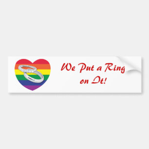 Autocollant De Voiture On met une bague sur elle Mariage gay