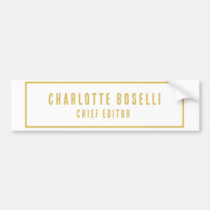 Autocollant De Voiture Or & Blanc Minimaliste Moderne Professionnel