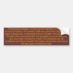AUTOCOLLANT DE VOITURE ORIGINES 2 DE THANKSGIVING