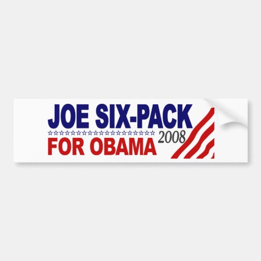 Autocollant De Voiture Pack de six de Joe pour Obama 2008 (Devant)