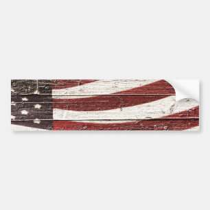 Autocollant De Voiture Painted American Flag on Rustic Wood Texture