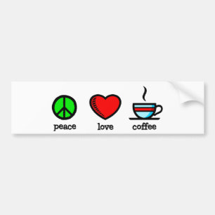 Autocollant De Voiture Paix, amour et café - adhésif pour pare-chocs