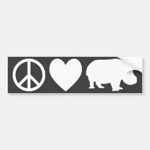 Autocollant De Voiture Paix Amour et Hippopotames