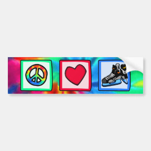 Autocollant De Voiture Paix, amour, hockey