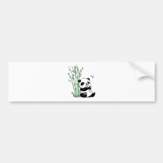 Autocollant De Voiture Panda mangeant le bambou (Devant)