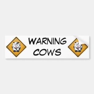 Autocollant De Voiture Panneau d'avertissement de vache à bande dessiné