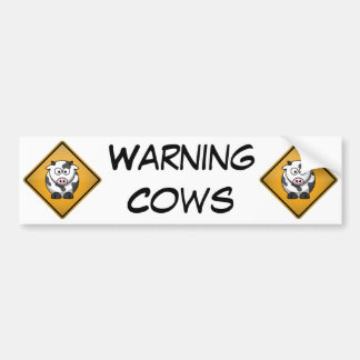 Autocollant De Voiture Panneau d'avertissement de vache à bande dessinée