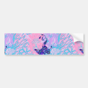 Autocollant De Voiture paon rose floral