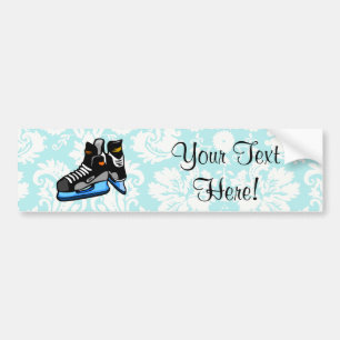 Autocollant De Voiture Patins d'hockey ; Damassé