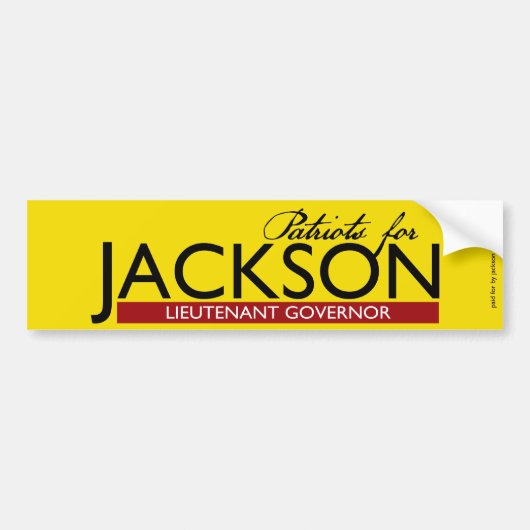 Autocollant De Voiture Patriotes pour Jackson pour lt Governor Bumper (Devant)