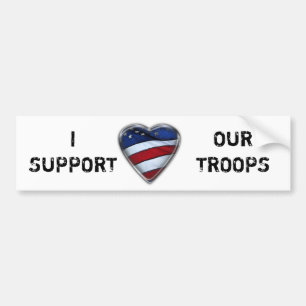 Autocollant De Voiture Patriotique Coeur US Drapeau Soutien à nos troupes