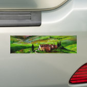 AUTOCOLLANT DE VOITURE PAYSAGE TOSCANE AUX COLLINES VERTES (En voiture)