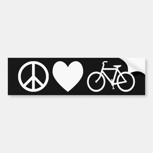 Autocollant De Voiture Peace Love and Bicycles (Devant)