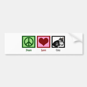 Autocollant De Voiture Peace Love Cats mignonne
