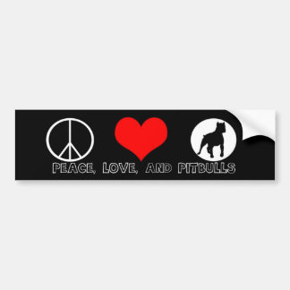 Autocollant De Voiture Peace Love et Pitbulls Bumper Sticker Coeur rouge
