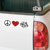 Autocollant De Voiture Peace Love Harmony Red Heart Black Notes musicales (Sur camion)