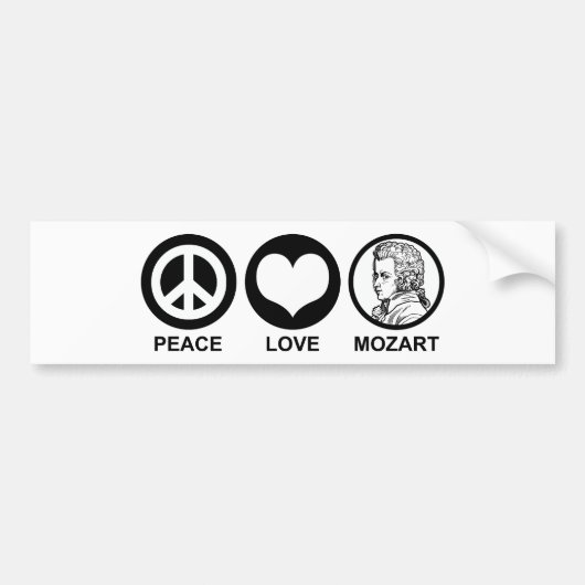Autocollant De Voiture Peace Love Mozart (Devant)