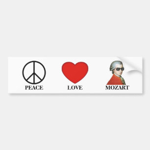 Autocollant De Voiture Peace Love Mozart - Musical Bumper Sticker!