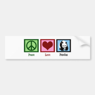 Autocollant De Voiture Peace Love Pandas