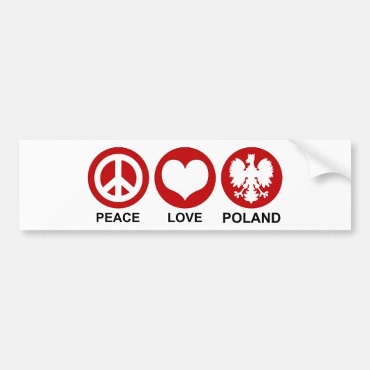 Autocollant De Voiture Peace Love Pologne (Devant)