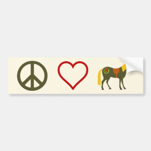 Autocollant De Voiture Peace Love Ponies Horse Bumper Sticker