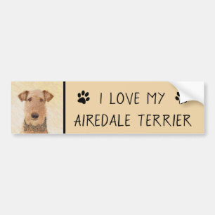 Autocollant De Voiture Peinture Airedale Terrier - Cute Original Art