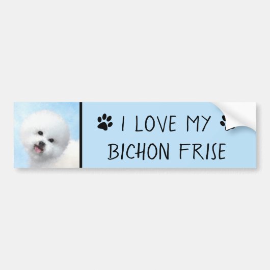 Autocollant De Voiture Peinture Bichon Frise - Cute Original Chien Art (Devant)