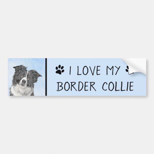 Autocollant De Voiture Peinture Collie Bordure - Joli art original chien (Devant)