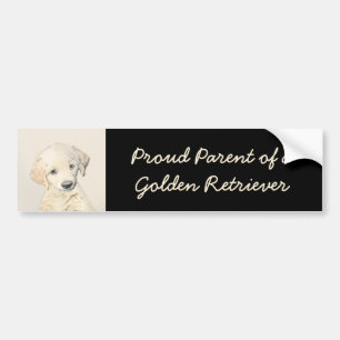 Autocollant De Voiture Peinture de chiot d'or Retriever - Art de chien or